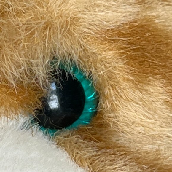 CUTEST EVER! Striped Orange Tabby Cat Blue-Green Eyes Orange Bow Plush 15" x 13" - Picture 4 of 9